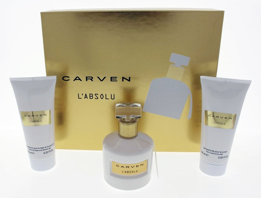 CARVEN L'ABSOLU(W)(S/R)3PC SET(3.3oz EDP, 3.3 Body Milk, 3.3oz Bath & Shower Gel)