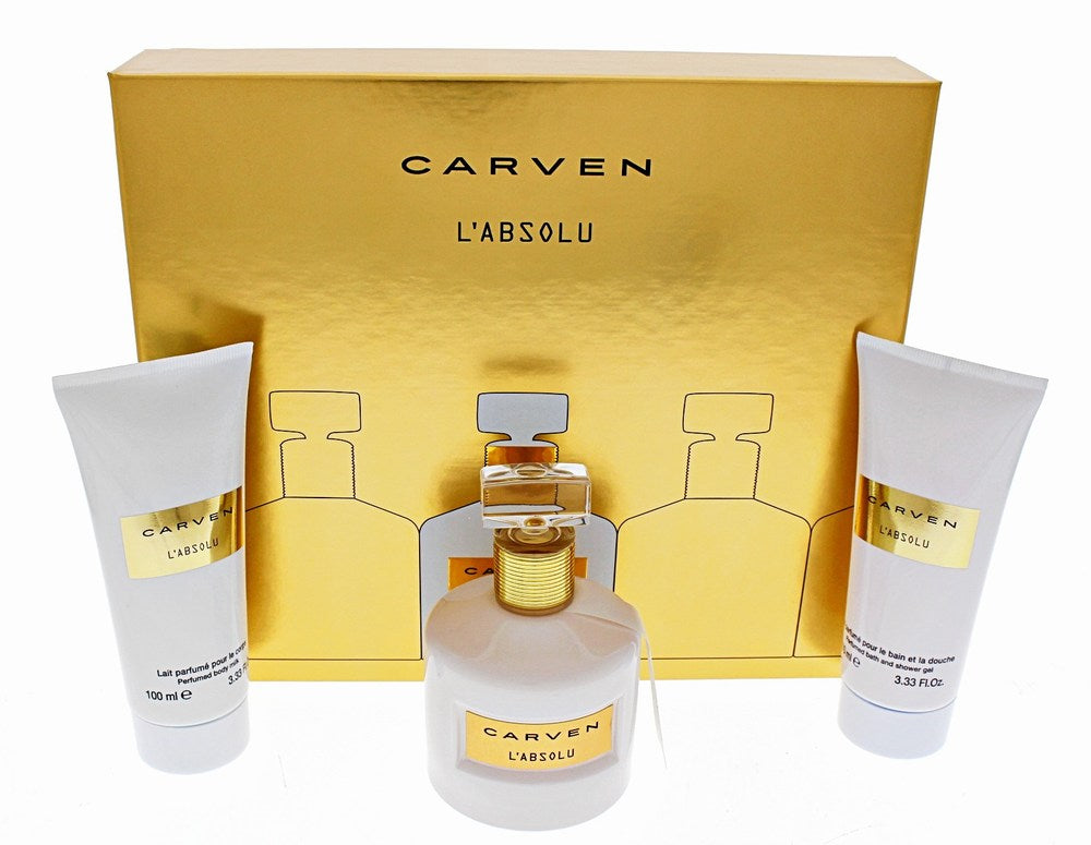 CARVEN L'ABSOLU(W)(LI)3PC SET(3.3oz EDP SP,3.3oz Body Lotion,3.3OZ Shower Gel)