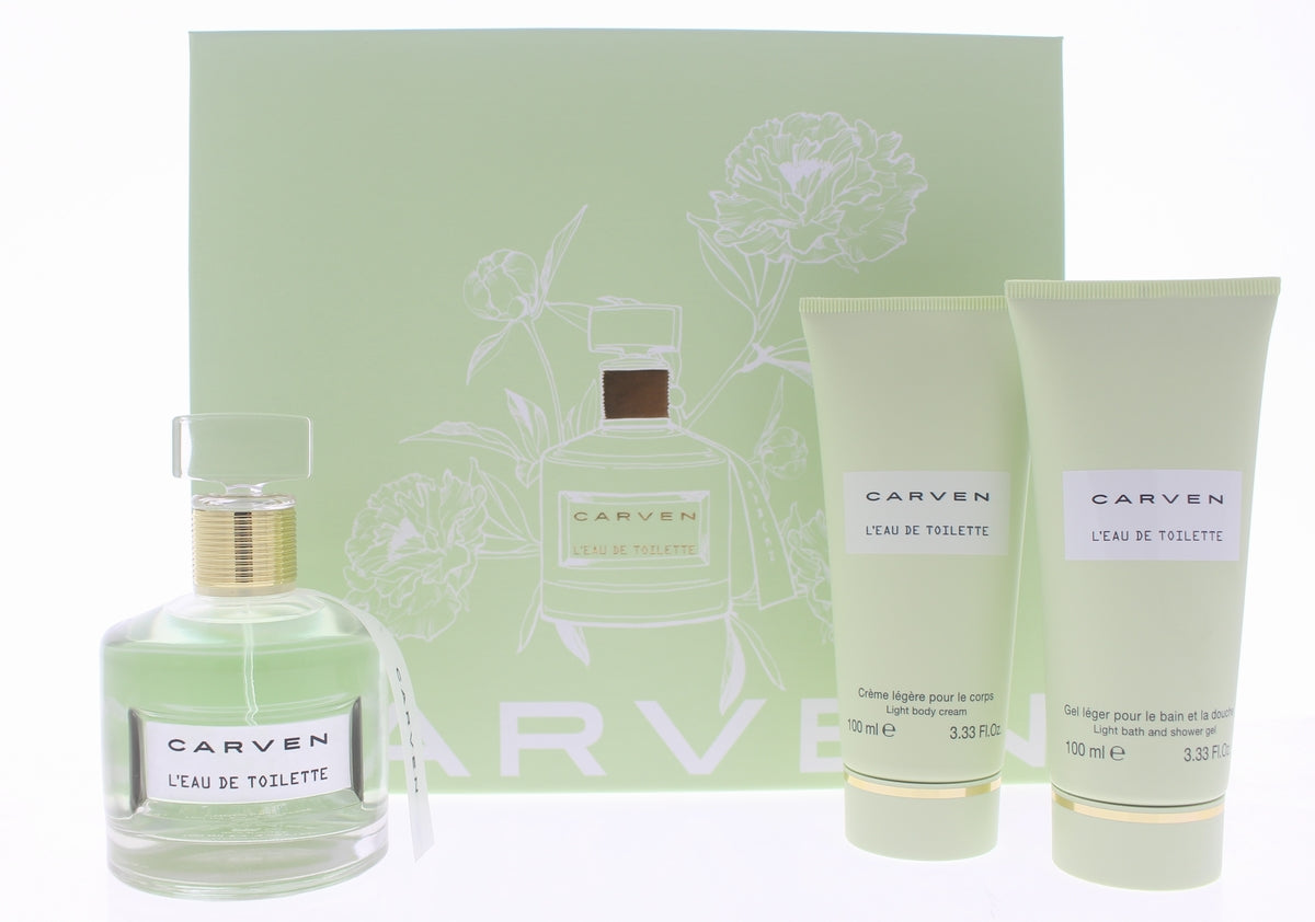 CARVEN L'EAU DE TOILETTE(W)(LI)3PC SET(3.3oz EDT SP, 3.3 Body Cream, 3.3 Shower Gel)