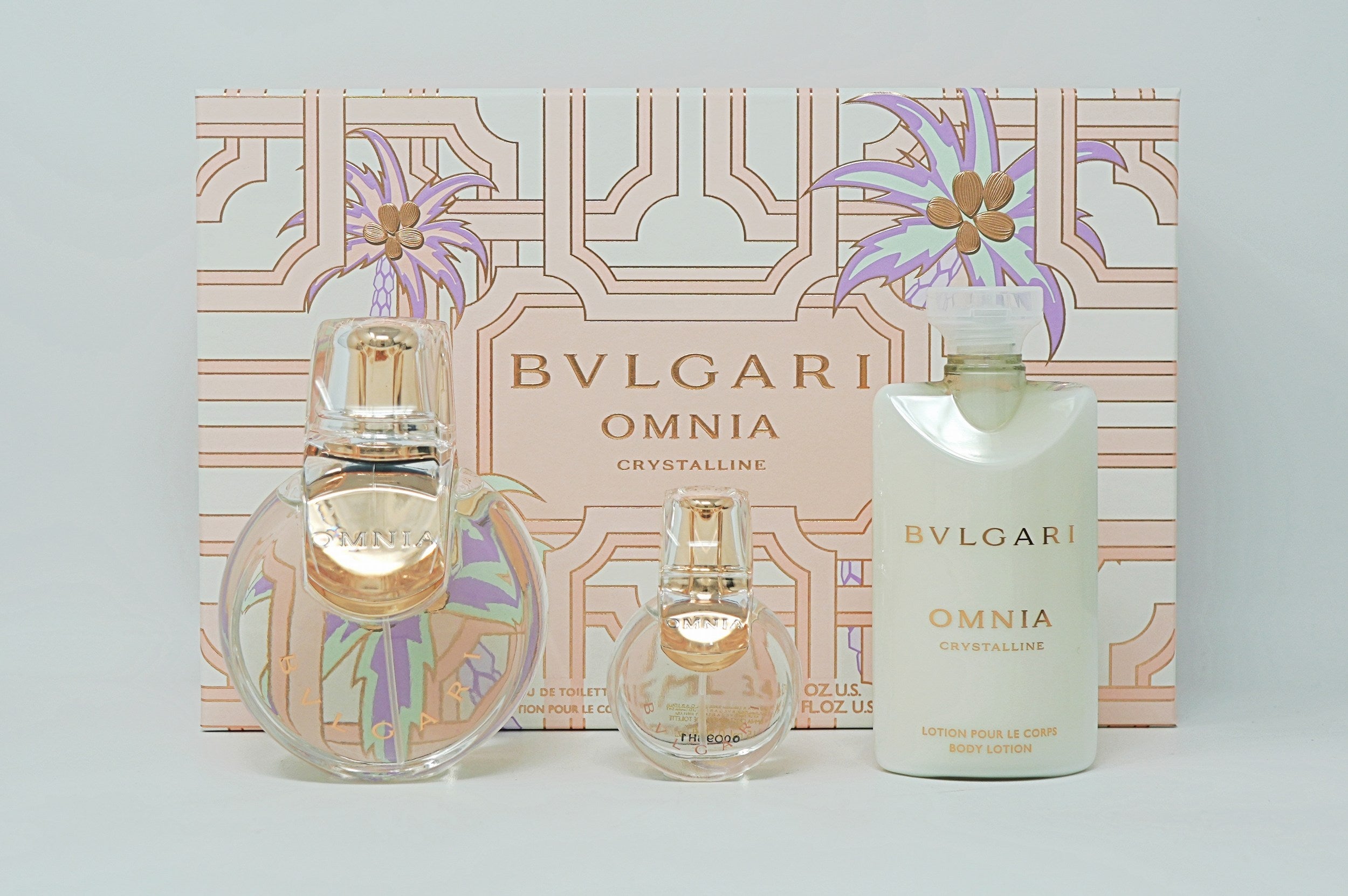 BVLGARI OMNIA CRYSTALLINE(W)(H/B)(LI FRE)3PC SET(3.4oz edt sp,2.5oz Body Lotion,15ML edt sp)