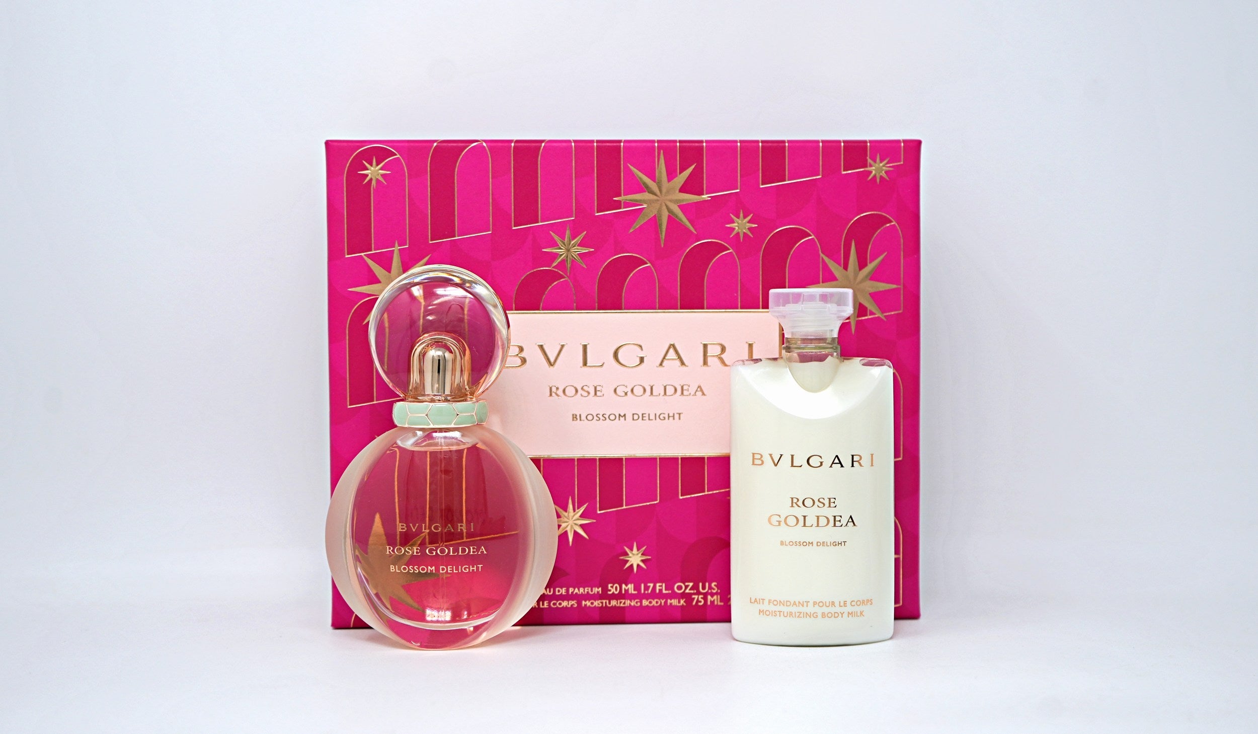 BVLGARI ROSE GOLDEA BLOSSOM DELIGHT(W)(H/B)2PC SET(1.7oz edp sp,2.5oz Moisturizing Body Milk)