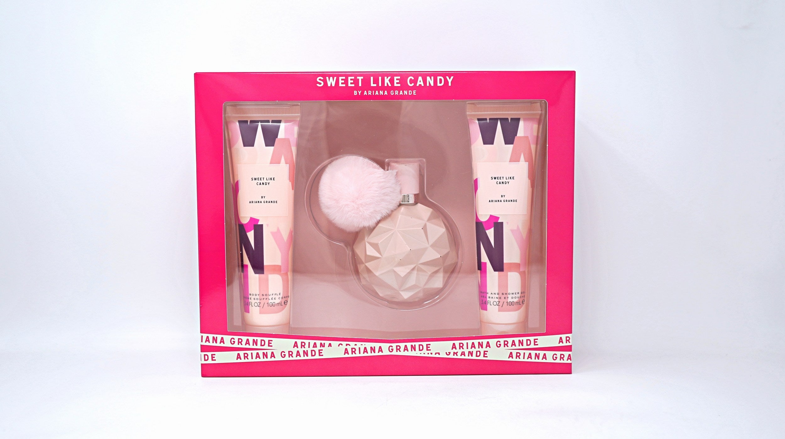 ARIANA GRANDE SWEET LIKE CANDY(W)(W/B)3PC SET(3.4oz edp sp,3.4oz Body Souffle,3.4ozBath&Shower Gel)