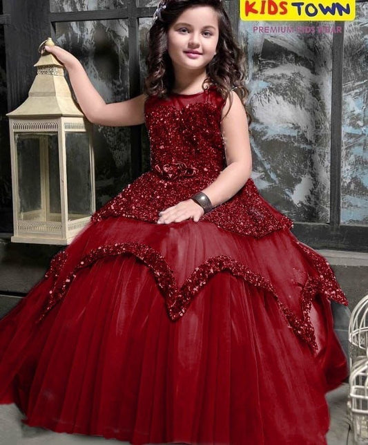 SS HEAVY TISSUE NET GOWN FOR GIRLS WITH HEAVY SEQUENCE EMBROIDERY WORK