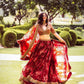 Red Khadi Organza Lehenga And Dupatta With Mulberry Silk Blouse