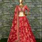 Red Khadi Organza Lehenga And Dupatta With Mulberry Silk Blouse