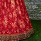 Red Khadi Organza Lehenga And Dupatta With Mulberry Silk Blouse