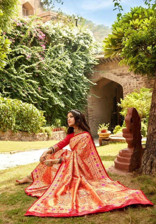 Pure Golden Silk Zari Saree For Women