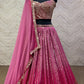 Georgette Pink Lehenga Choli And Dupatta With Embroidery