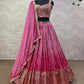 Georgette Pink Lehenga Choli And Dupatta With Embroidery