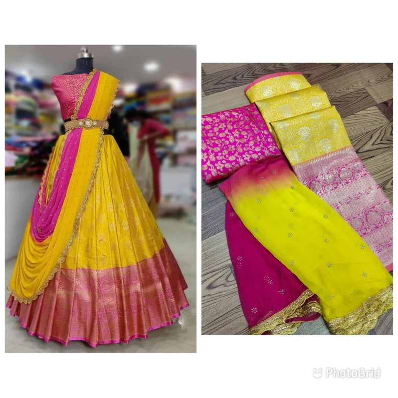 Women's Wedding Wear Kanjivaram Pure Silk Lehenga Choli Blouse With Duptta  | eBay